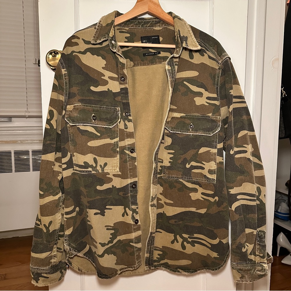 Zara Men's Green Camouflage Shirt Jacket